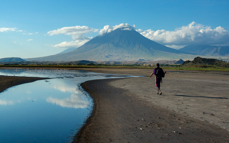 Lake natron and mount oldonyo lengai